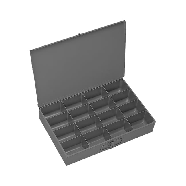 Large Steel Compartment Box, 16 Opening - Gray; Cold Rolled Steel