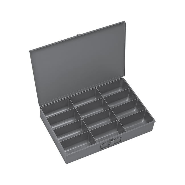 Large Steel Compartment Box, 12 Opening - Gray; Cold Rolled Steel