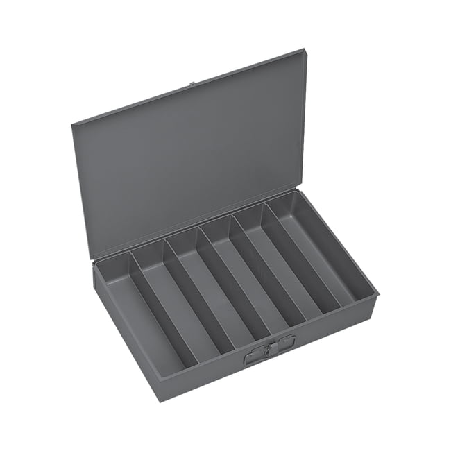 Large Steel Compartment Box, 6 Opening - Gray; Cold Rolled Steel