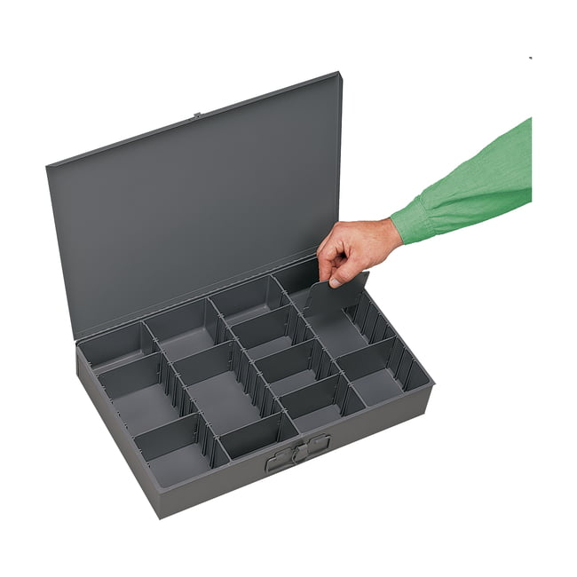 Large Steel Compartment Box, Adjustable - Gray; Cold Rolled Steel