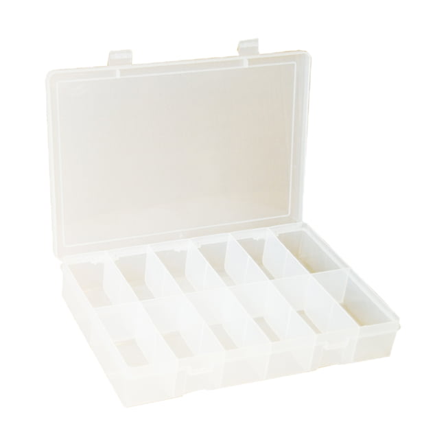 Large, Plastic Compartment Box, 12 Opening - Clear; Polypropylene