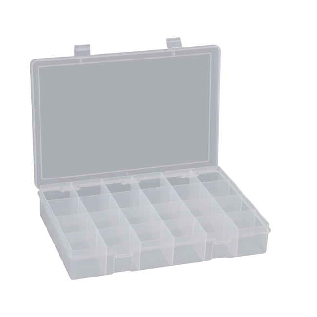 Large, Plastic Compartment Box, 24 Opening - Clear; Polypropylene