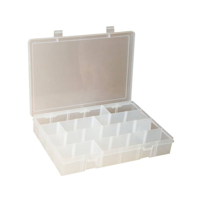 Small, Plastic Compartment Box, Adjustable - Clear; Polypropylene