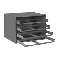 Large Slide Rack, 4 Compartments - Gray; Cold Rolled Steel