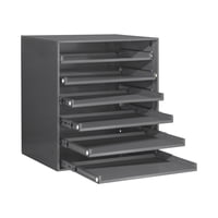 Large Heavy Duty Bearing Slide Rack, 6 Compartments, Gray; Cold Rolled Steel