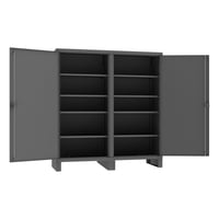 Double Shift Cabinet, 12 Gauge, 8 Adjustable Shelves - Gray