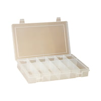 Large, Plastic Compartment Box, 6 Opening - Clear; Polypropylene