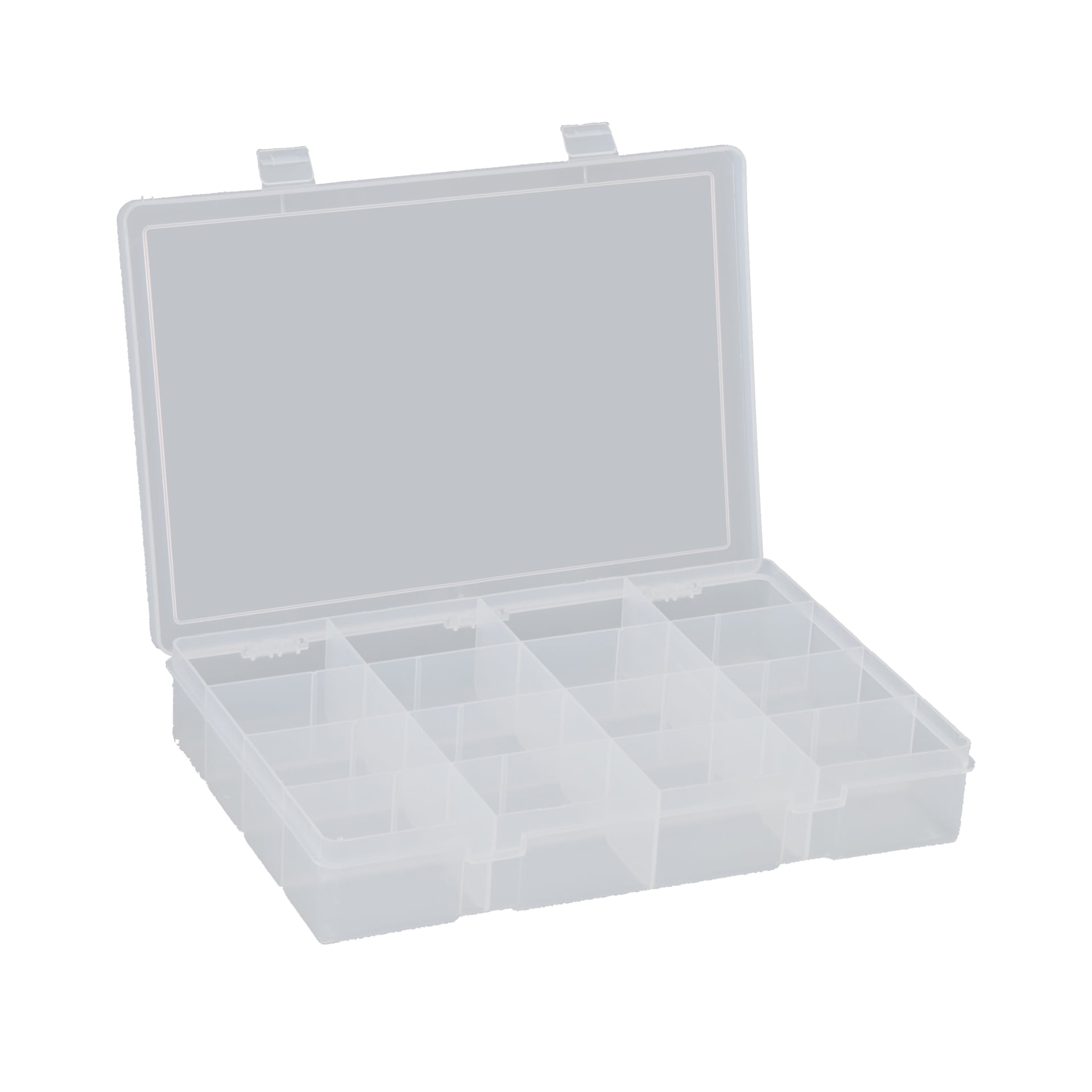 Large, Plastic Compartment Box, 16 Opening Clear; Polypropylene