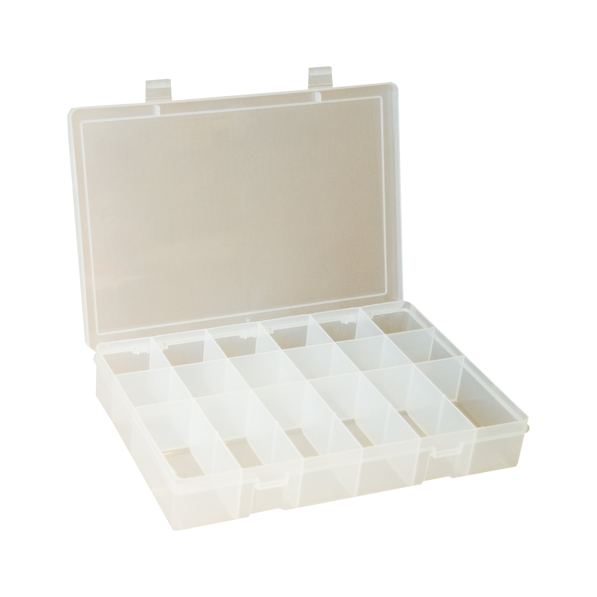 Small, Plastic Compartment Box, 18 Opening Clear; Polypropylene