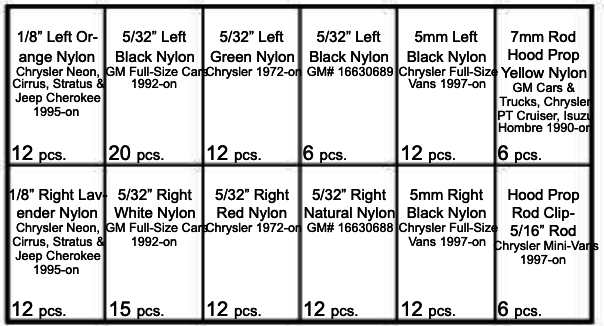 184749 DOOR ROD & HOOD PROP CLIPS - NYLON