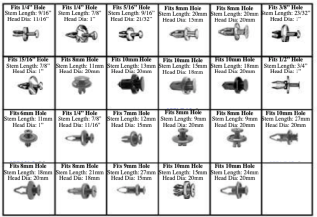 185048 UNIVERSAL PUSH-TYPE RETAINERS