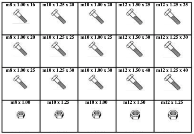 185118 METRIC HEX HEAD CAP SCREWS W/ NUTS