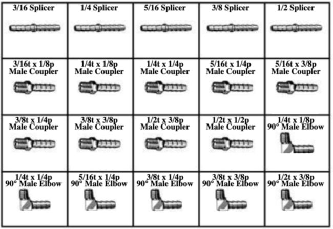 184999 BRASS HOSE BARB FITTINGS