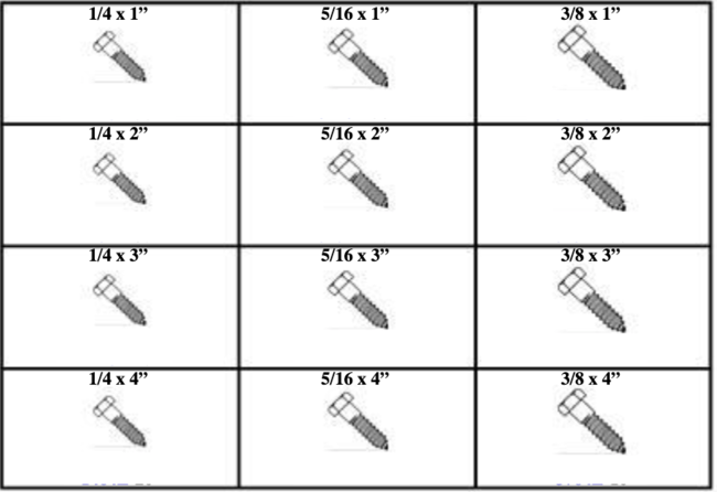 184831 HEX HEAD LAG BOLTS