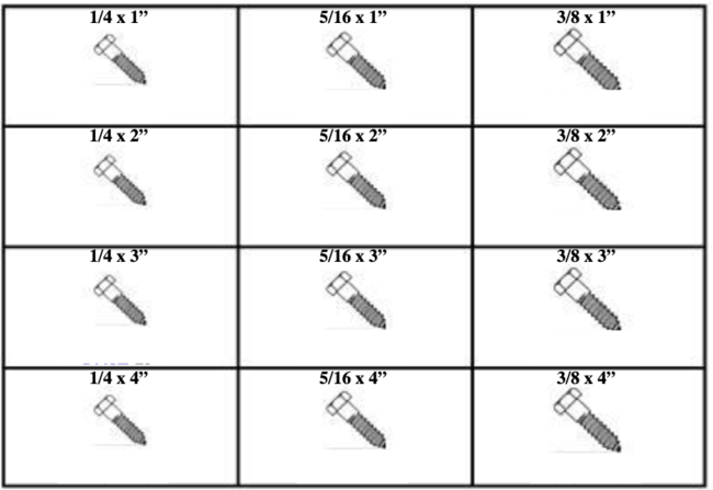 184832 HEX HEAD LAG BOLTS