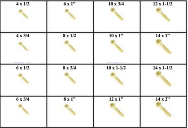 184845 SLOTTED ROUND HEAD WOOD SCREWS