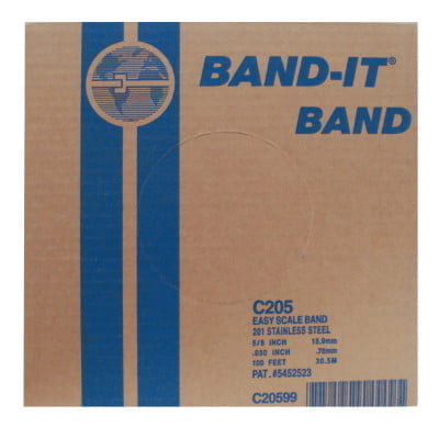 Stainless Steel Bands, 5/8 in x 100 ft, 0.03 in Stainless Steel 201