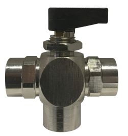 Three Way Open Center Panel Mount N/P Ball Valve