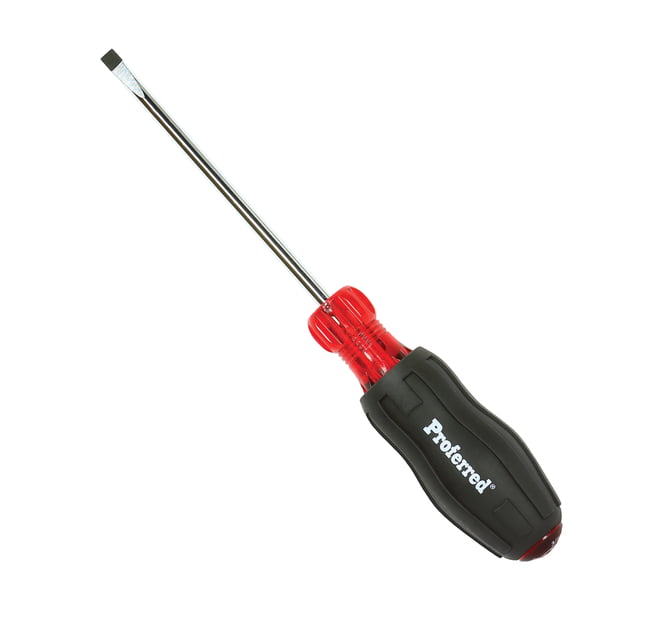 PROFERRED ACETATE CUSHION GRIP SCREWDRIVER - 3/16" (Slotted)x6" Black TPV Handle