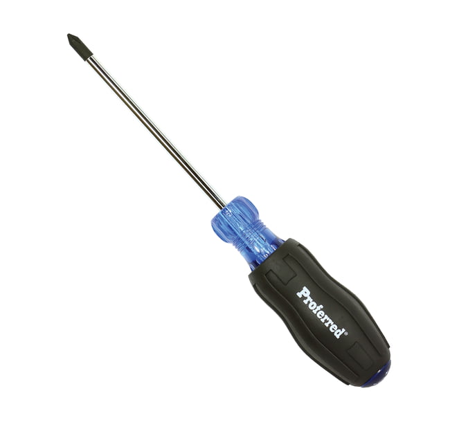 PROFERRED ACETATE CUSHION GRIP SCREWDRIVER - No. 1 (Phillips)x4" Black TPV Handle