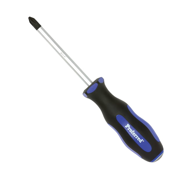 PROFERRED GO-THRU SCREWDRIVER - No. 2 (Phillips)x6" Blue PP & Black TPV Handle