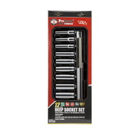 PROFERRED 3/8" DRIVE STANDARD SAE SOCKET SET - 12 PIECE 12 POINT DEEP SAE