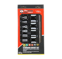 PROFERRED 3/8" DRIVE STANDARD METRIC SOCKET SET - 17 PIECE 6 POINT STANDARD Metric