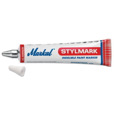 Stylmark Tube Markers, White, 1/8 in, Metal Ball Point; Medium