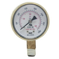 Replacement Gauge, 2 in, 100 psi, Brass, 1/4 in NPT