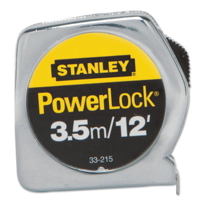 Powerlock® Tape Rules 1/2" Wide Blade, 1/2 in x 12 ft, Inch/Metric, Chrome