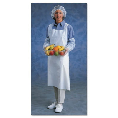 Disposable Polyethylene Aprons, 28 in X 45 in, Polyethylene, White - 100 Count