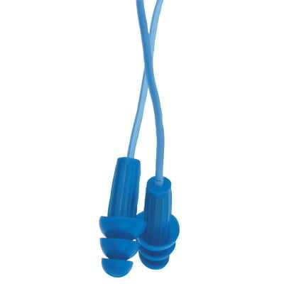 H20 Metal Detectable Reusable Earplugs - Corded, Plastic, Blue, Corded - 100 Pairs