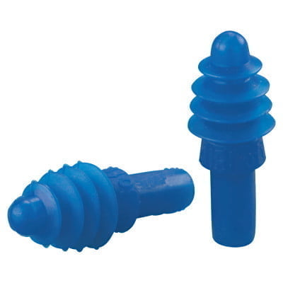 AirSoft Reusable Earplugs, TPE, Blue, Uncorded, Poly Bag - 100 Pairs