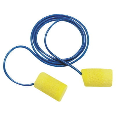 E-A-R Classic Foam Earplugs, PVC, Yellow, Metal Detectable with Cord - 200 Pairs