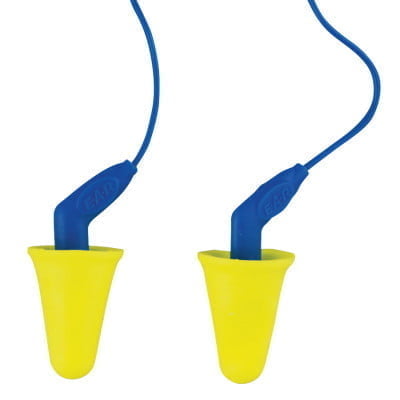 E-A-R Push-Ins SofTouch Earplugs, Polyurethane, Blue/Yellow, Corded - 200 PAIRS