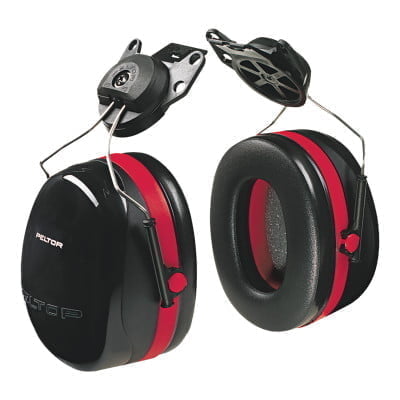 Optime 105 Earmuffs, 27 dB NRR, Black/Red, Cap Attached