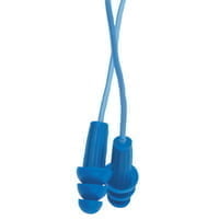 H20 Metal Detectable Reusable Earplugs - Corded, Plastic, Blue, Corded - 100 Pairs