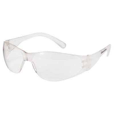 Checklite Safety Glasses, Clear Lens, Polycarbonate, Uncoated, Clear Frame