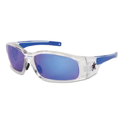 Swagger Safety Glasses, Blue Diamond Mirror Lens, Duramass HC, Clear Frame