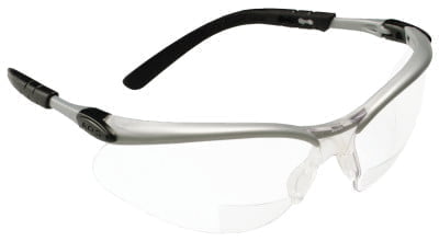 BX Safety Eyewear, +1.5 Diopter Polycarbon Hard Coat Lenses, Silver/Black Frame - Qty. 20