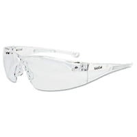Rush Series Safety Glasses, Clear Lens, Anti-Fog, Anti-Scratch, Clear Frame, TPR