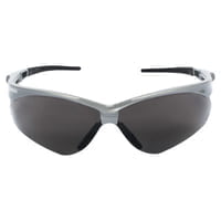 V30 Nemesis Safety Glasses, Smoke Lens, Polycarbonate, Anti-Fog, Silver Frame