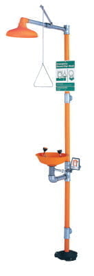 Eye Wash Shower Stations, 12 in, SS Safety Orange