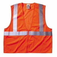 GloWear 8210Z Class 2 Economy Vests with Pocket, Zipper Closure, L/XL, Orange