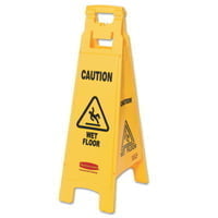 Safety Signs Floor Safety Signs, Caution Wet Floor, Yellow, 25X11