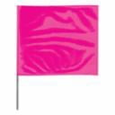 Safety Flags Pennants Stake Flags, 4 in x 5 in, 36 in Height, PVC; Steel Wire, Pink Glo - Qty. 100