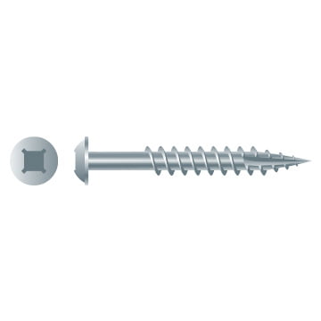 #8-11 X 1 1/4 Large Round Washer Head Wood Screw, Phillips|Square, Coarse,  Type 17, Zinc