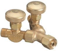 Valved "Y" Connections, 200 PSIG, Brass, Female/Male, LH, 9/16 in - 18